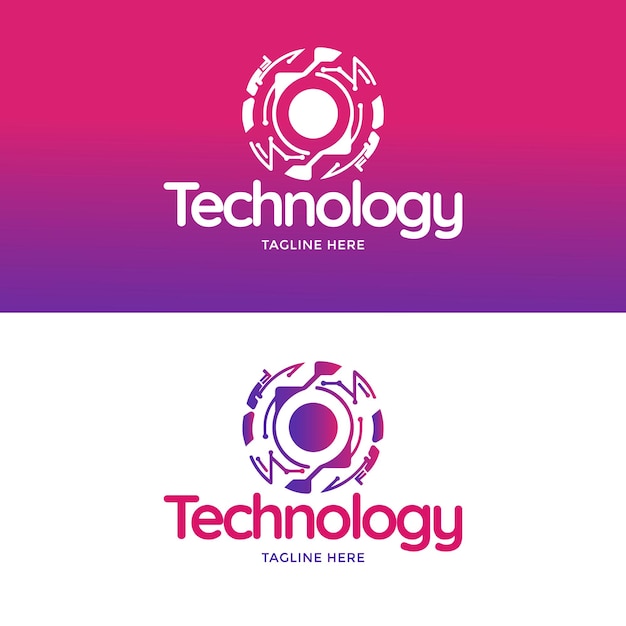 Colección de plantillas de logotipos de tecnología degradada