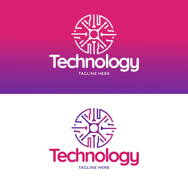 Colección de plantillas de logotipos de tecnología degradada