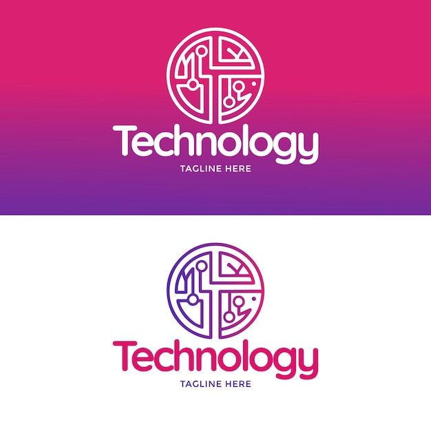 Colección de plantillas de logotipos de tecnología degradada