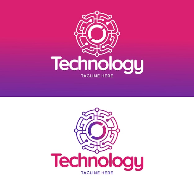 Colección de plantillas de logotipos de tecnología de gradiente