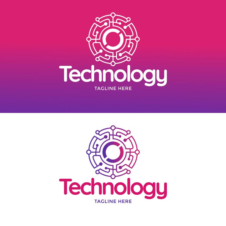Vector colección de plantillas de logotipos de tecnología de gradiente