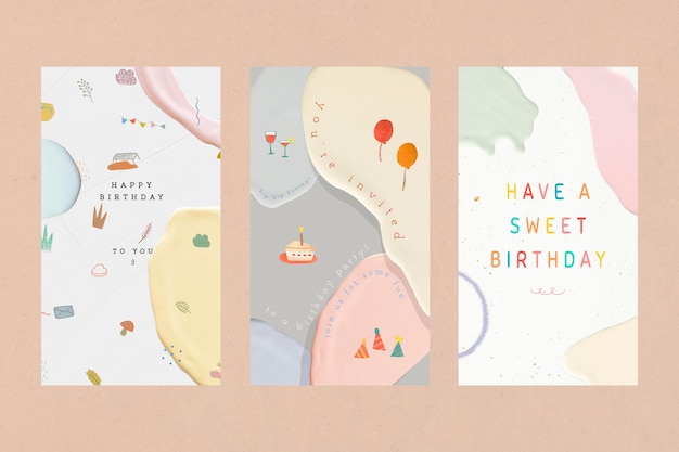 Colección de plantillas de pastel de vector de feliz cumpleaños