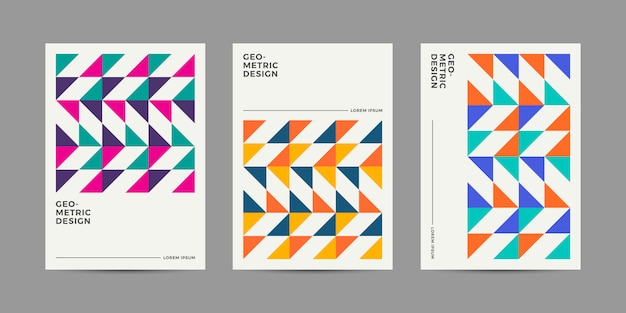 Colección de plantillas de portada geométrica retro