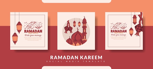 Vector colección de plantillas de publicación de ramadán
