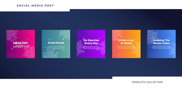 Colección de plantillas de publicaciones de instagram de consejos