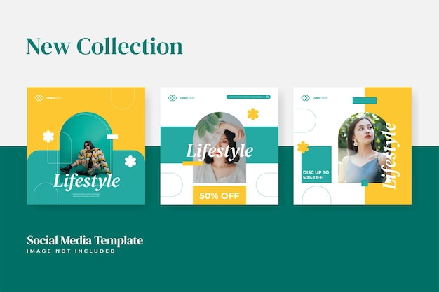 Colección de plantillas de redes sociales de estilo de vida de moda minimalista