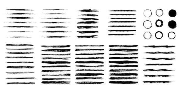 Colección de plantillas de tinta de pincel grunge negro
