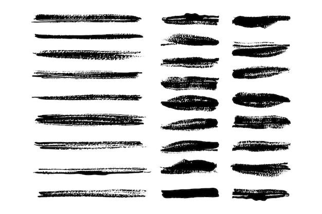 Colección de plantillas de tinta de trazo de pincel grunge negro