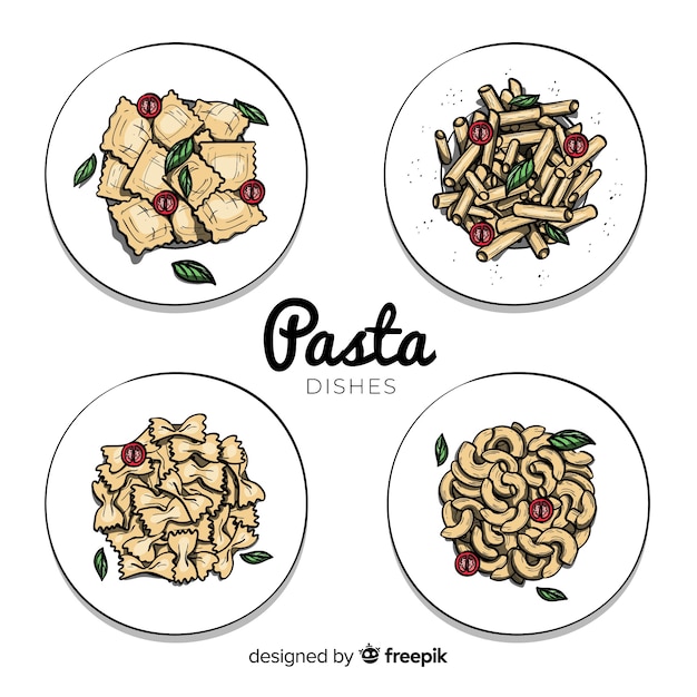 Vector colección de platos de comida dibujados a mano