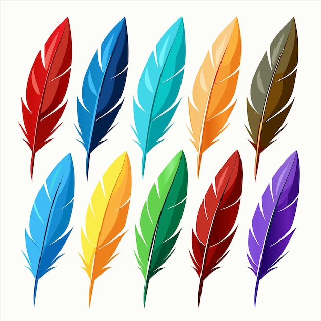 una colección de plumas coloridas con las palabras " coloridas " en la parte inferior