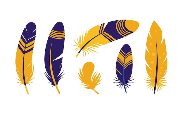 Colección de plumas vibrantes para diseños creativos