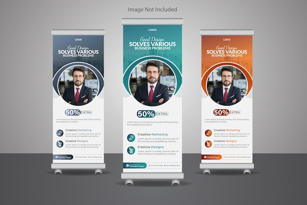 Una colección de pop-up rollup banner corporativo creativo y banner AI banners