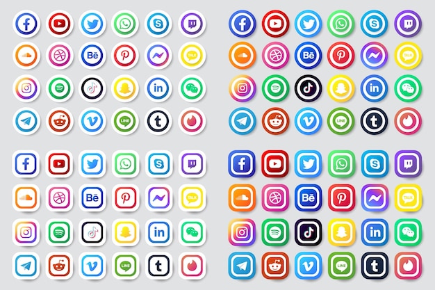 Colección popular iconos de redes sociales signo de red social