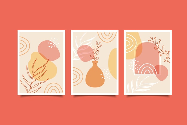 colección de portadas boho dibujadas a mano abstractas