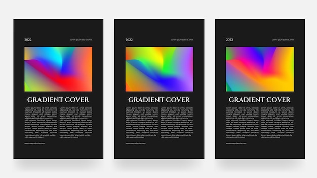 Colección de portadas de diseño abstracto degradado de malla vibrante