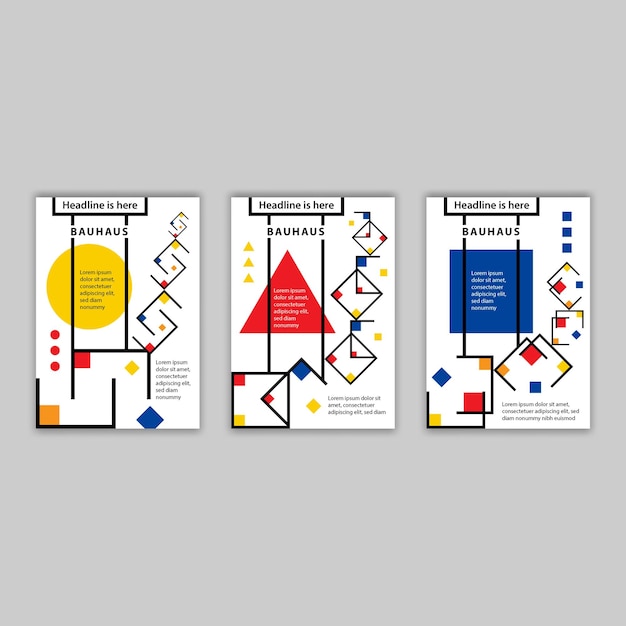 Vector colección de portadas de diseño geométrico vectorial en estilo bauhaus