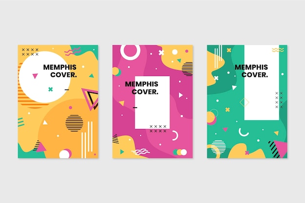 Vector colección de portadas de diseño de memphis