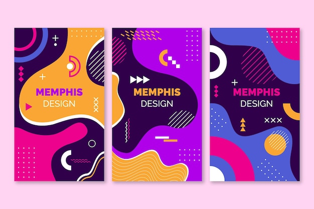 Vector colección de portadas de diseño de memphis