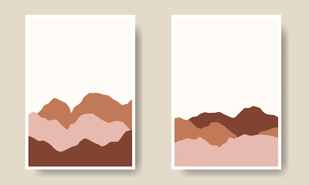 Colección de portadas con forma de paisaje dibujado a mano