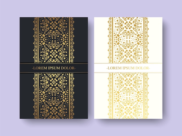 colección de portadas de libros con patrones de adornos de lujo