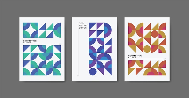 Colección de portadas de negocios geométricas abstractas