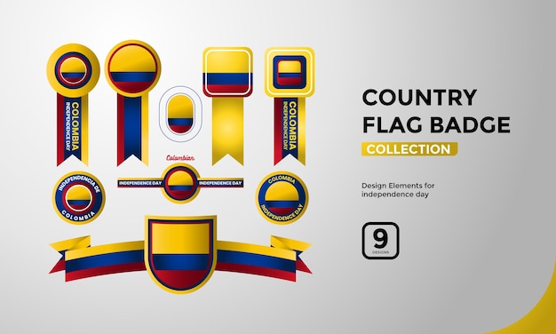 Vector colección premium de insignias de bandera colombiana