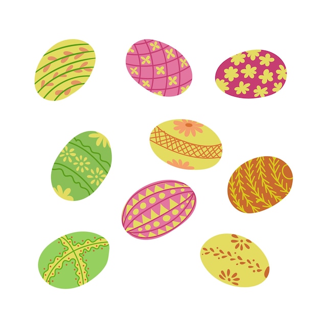 Colección de primavera de vacaciones de huevos de Pascua en pastel