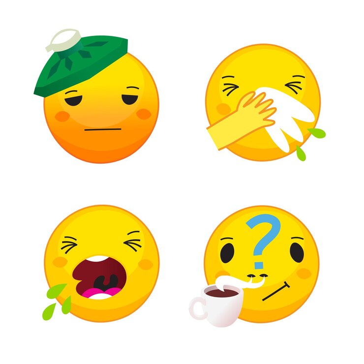 Vector colección de problemas de salud y emoticonos de síntomas de enfermedades emoji de atención médica y tratamiento