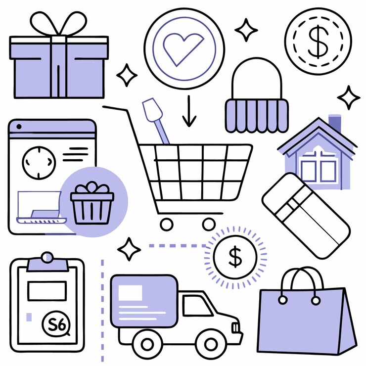 Vector colección de productos de comercio electrónico