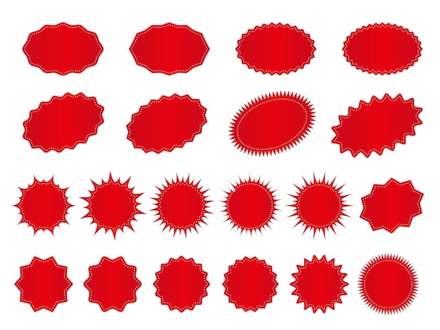 Colección de productos rojos de primera calidad círculo etiquetas en blanco Ilustración vectorial