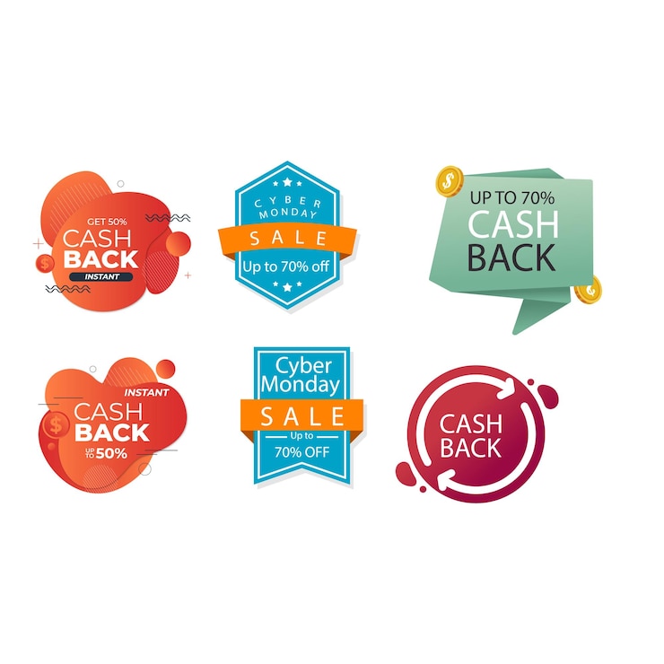 Vector colección profesional de diseño de etiquetas de reembolso para el diseño vectorial de promoción de marketing