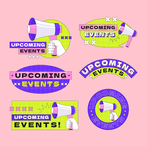 Vector colección de próximos eventos en diseño plano