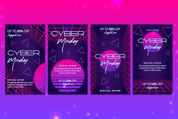 Vector colección de publicaciones de cyber monday ig