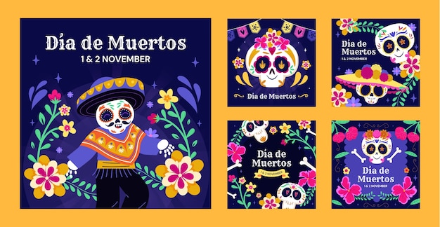 Colección de publicaciones de Flat dia de muertos en Instagram