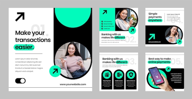 Colección de publicaciones de instagram de banca y finanzas