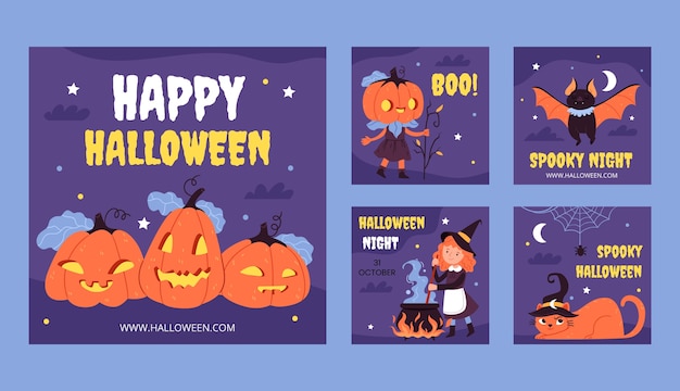 Colección de publicaciones de instagram de celebración de halloween