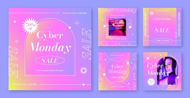 Colección de publicaciones de instagram para el ciberlunes