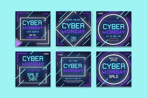 Colección de publicaciones de instagram de cyber monday