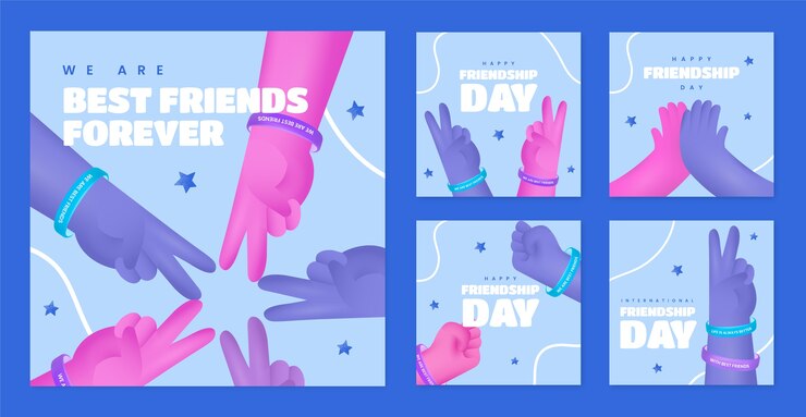 Vector colección de publicaciones de instagram para el día de la amistad