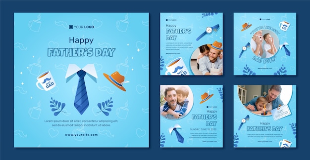 Colección de publicaciones de instagram del día del padre degradado