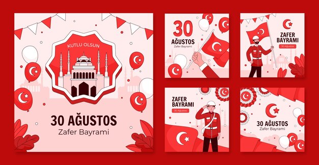 Colección de publicaciones de Instagram dibujadas a mano del 30 de agosto