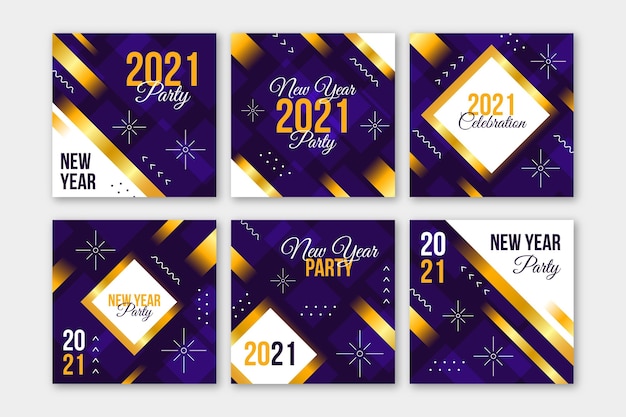 Colección de publicaciones de instagram de fiesta de año nuevo 2021