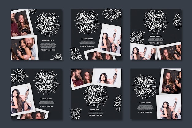 Colección de publicaciones de Instagram para la fiesta de año nuevo