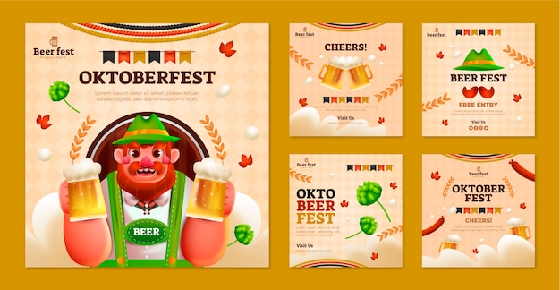 Colección de publicaciones de instagram gradiente oktoberfest