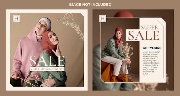 Colección de publicaciones de instagram de moda musulmana de elegancia de vector libre