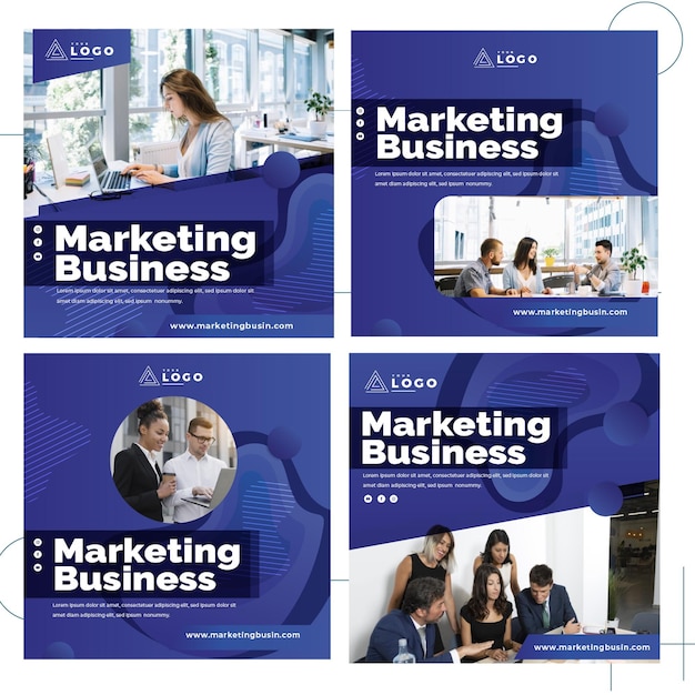 Colección de publicaciones de instagram de negocios de marketing