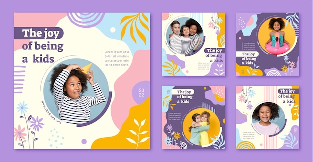 Colección de publicaciones de instagram para niños.