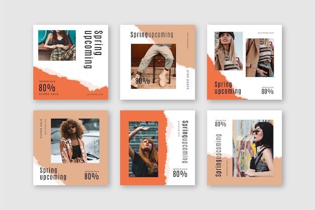 Colección de publicaciones de instagram de rebajas de primavera