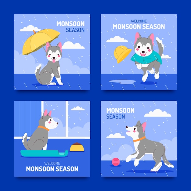 Colección de publicaciones de Instagram para la temporada de monzones y el clima lluvioso
