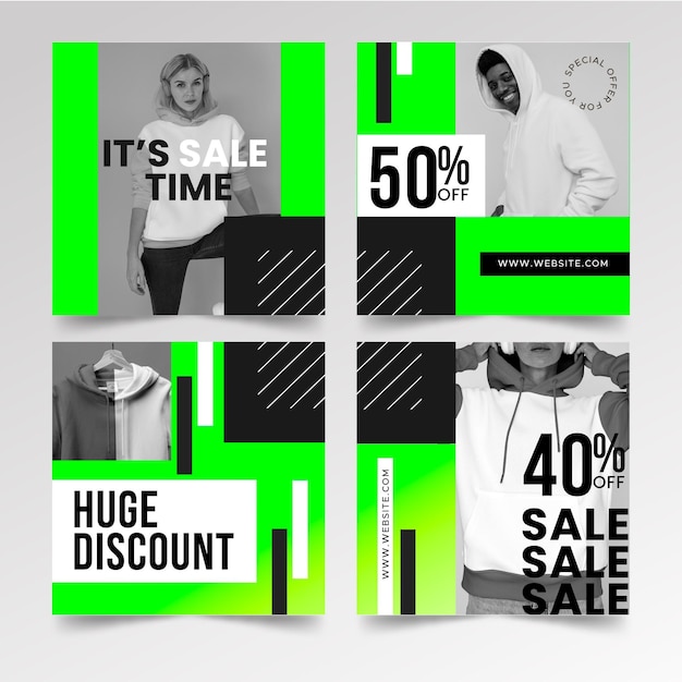 Colección de publicaciones de instagram de venta degradada con foto